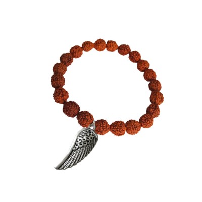 Eagle Feather Charm Rudraksha Bracelet For Men